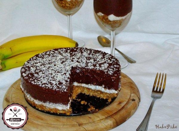 csokis túrós banános keksztorta sütés nélküli